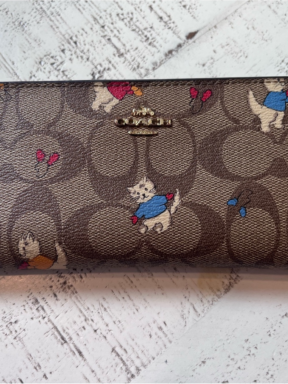 Coach x Jean-Michel Basquiat Accordion Wallet – Signature Canvas – Cat Print